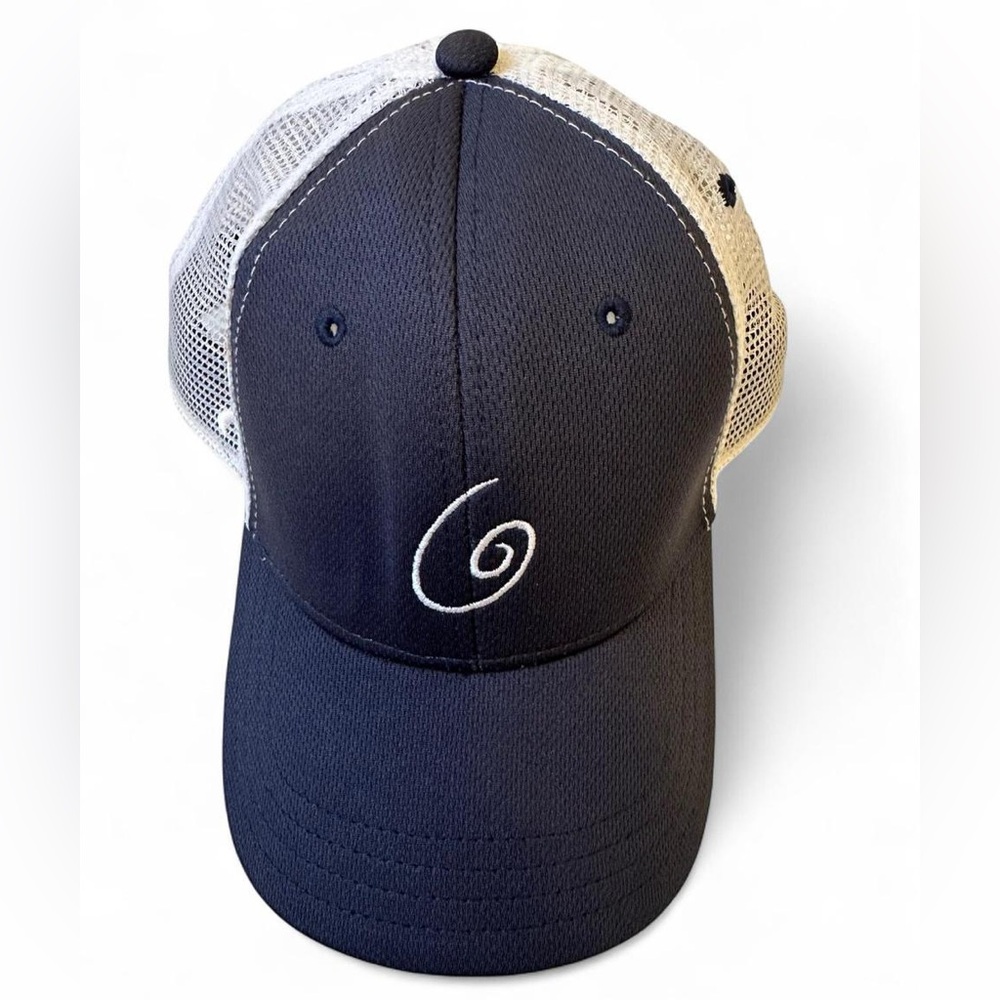 Navy and White Mesh Baseball Cap